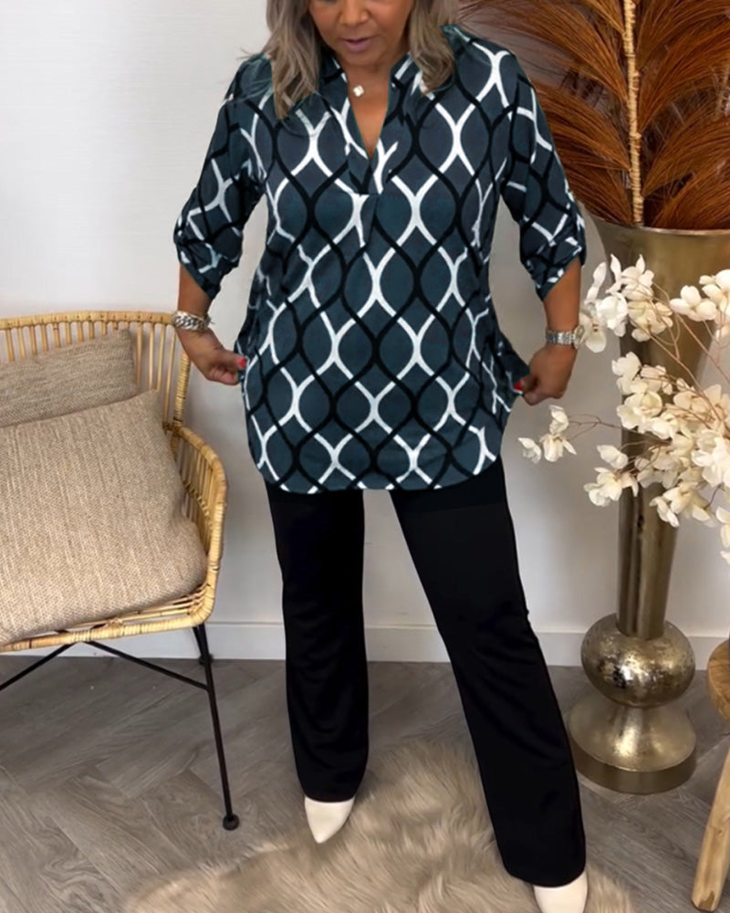 Emily & Isabella Brooks | Casual Blouse, Long Sleeves, Patterned