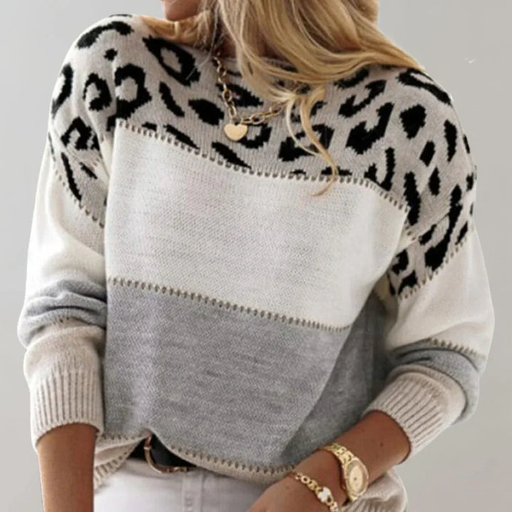 Emily & Isabella Brooks | Leopard Accent Knit Sweater