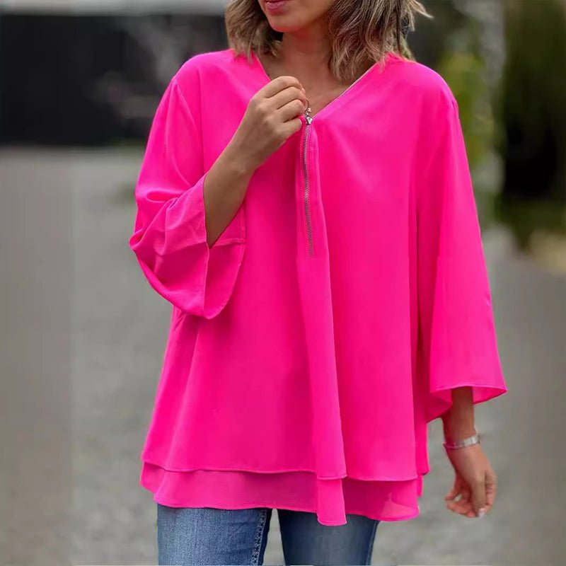 Emily & Isabella Brooks | Chiffon Zipper Blouse