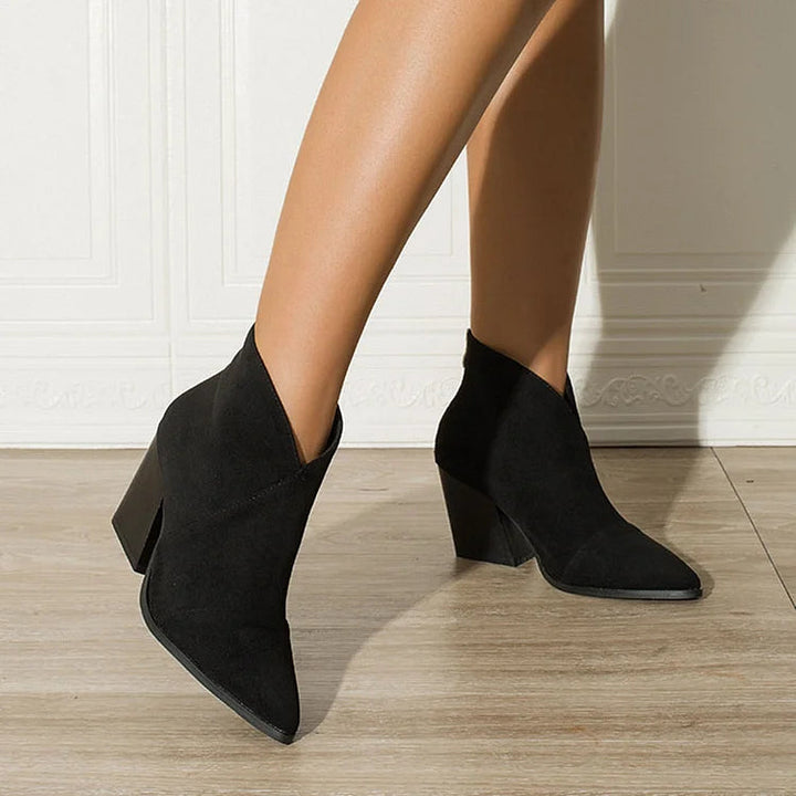 Emily & Isabella Brooks | Pointed Ankle Boot in Black