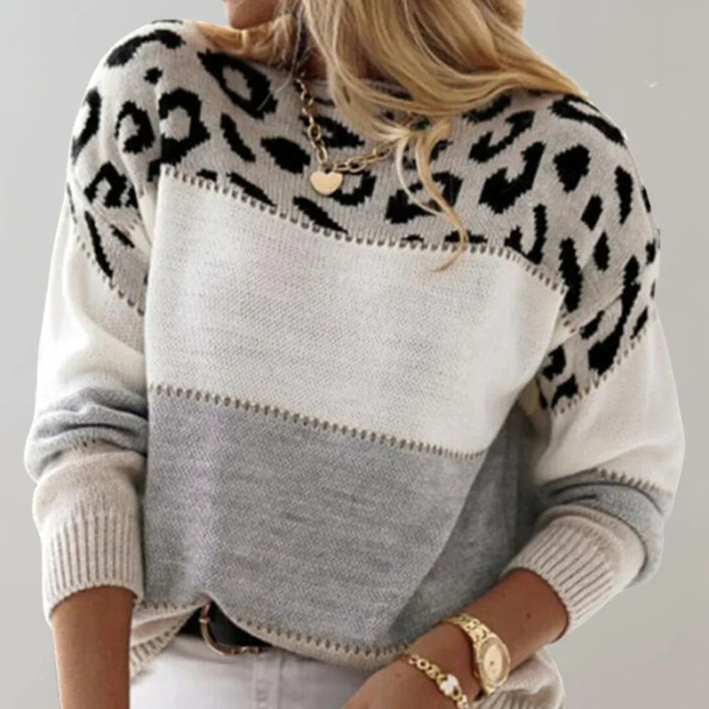 Emily & Isabella Brooks | Leopard Accent Knit Sweater