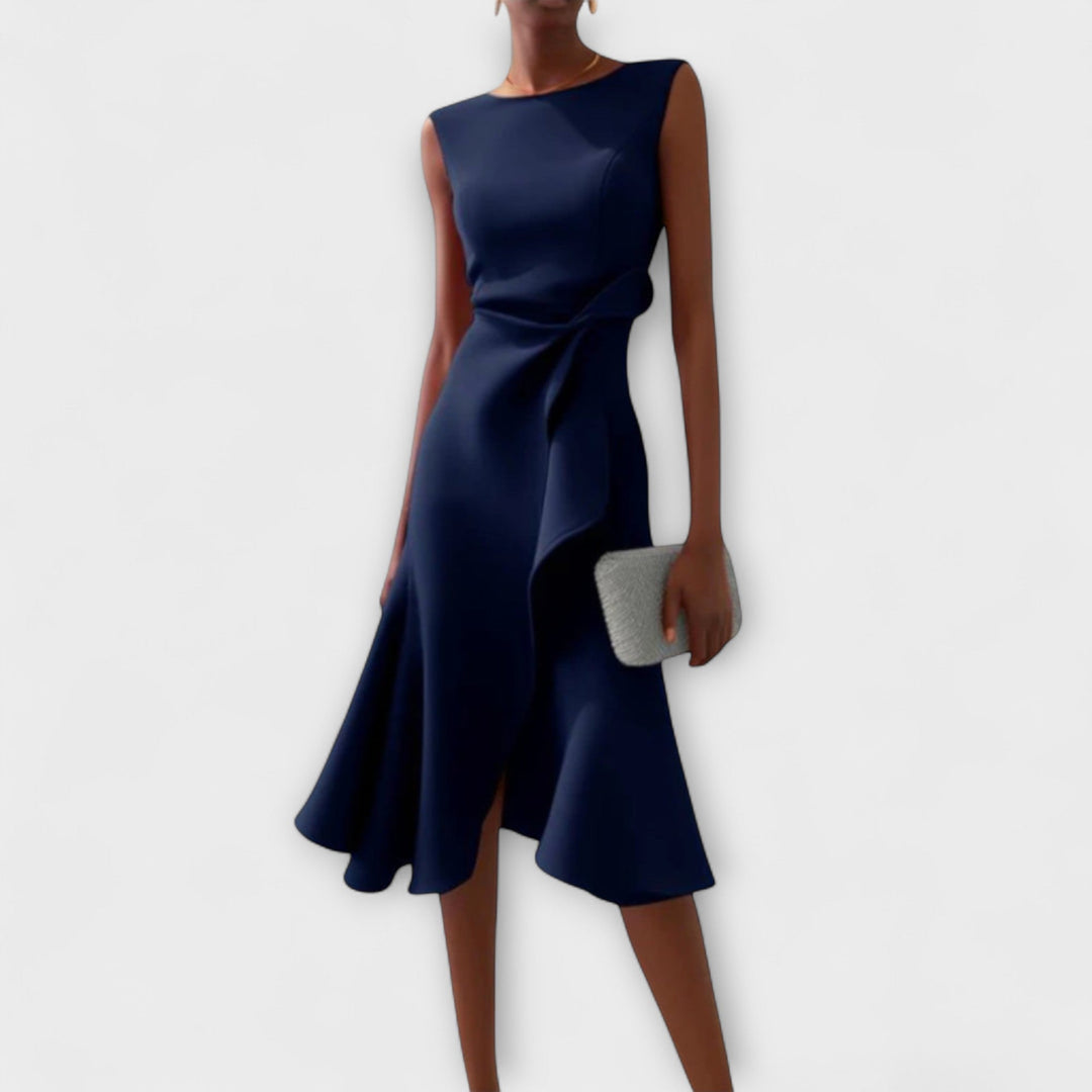 Emily & Isabella Brooks | Asymmetrical Draped Midi Dress