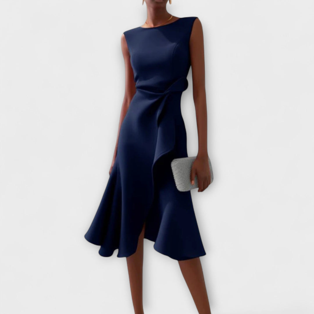 Emily & Isabella Brooks | Draped Asymmetric Midi Dress