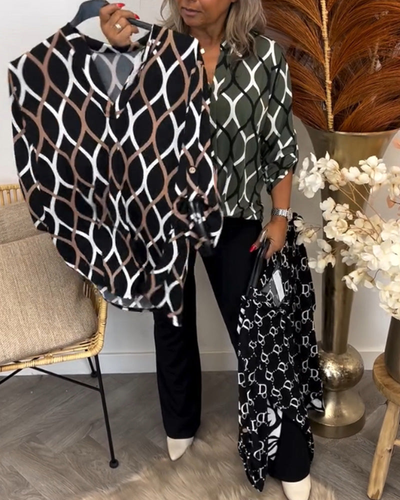 Emily & Isabella Brooks | Casual Blouse, Long Sleeves, Patterned