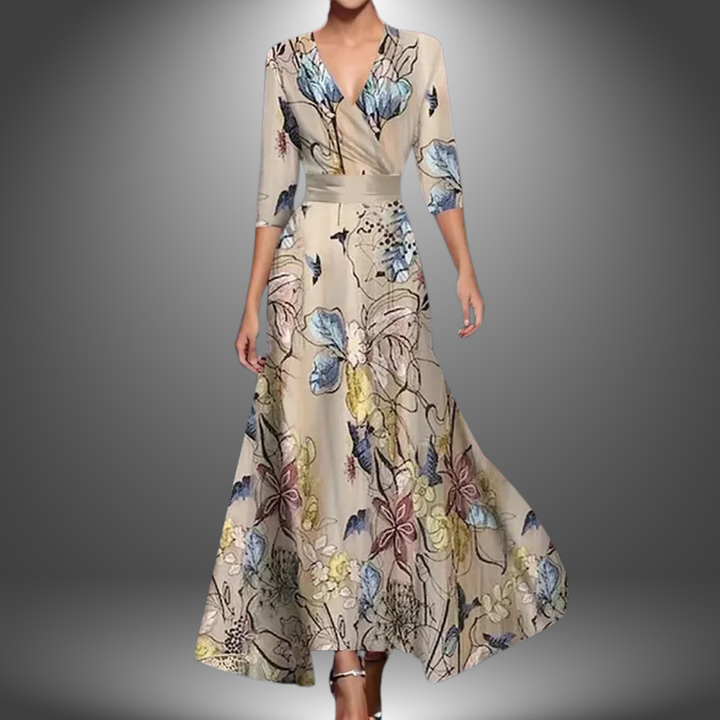 Emily & Isabella Brooks | V-Neck Half Sleeve Maxi Dress