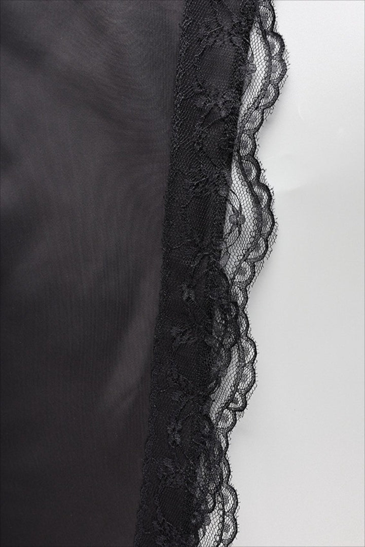 Emily & Isabella Brooks | High Waist Lace Panel Slit Mini Skirt
