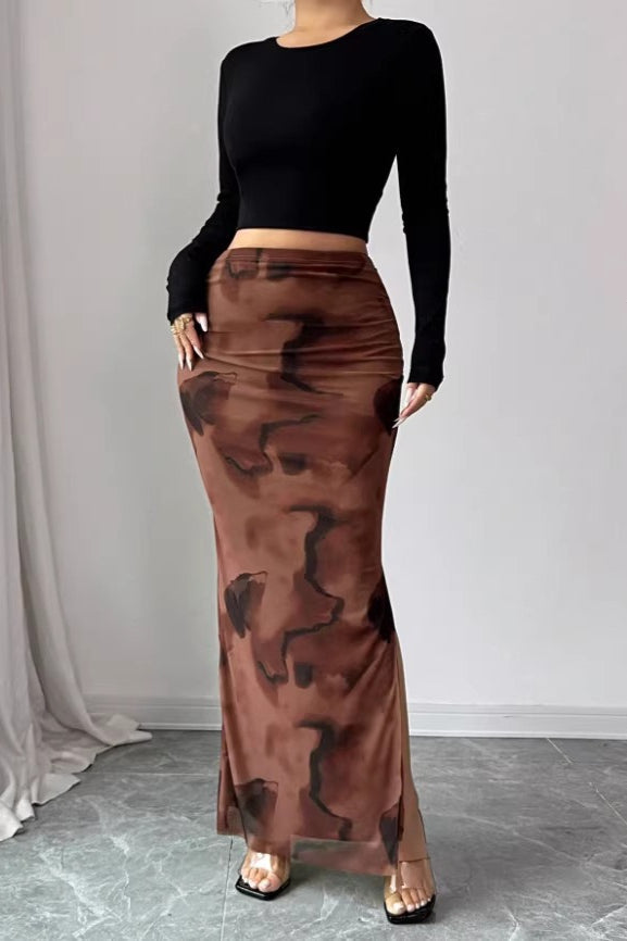 Emily & Isabella Brooks | Mesh High Waist Split Skirt