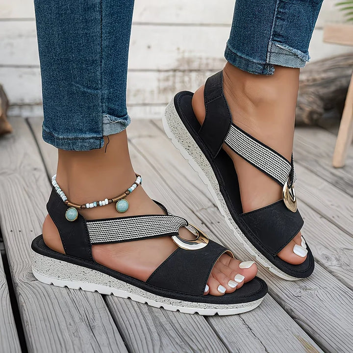 Emily & Isabella Brooks | Flat Sandals with Metal Buckle