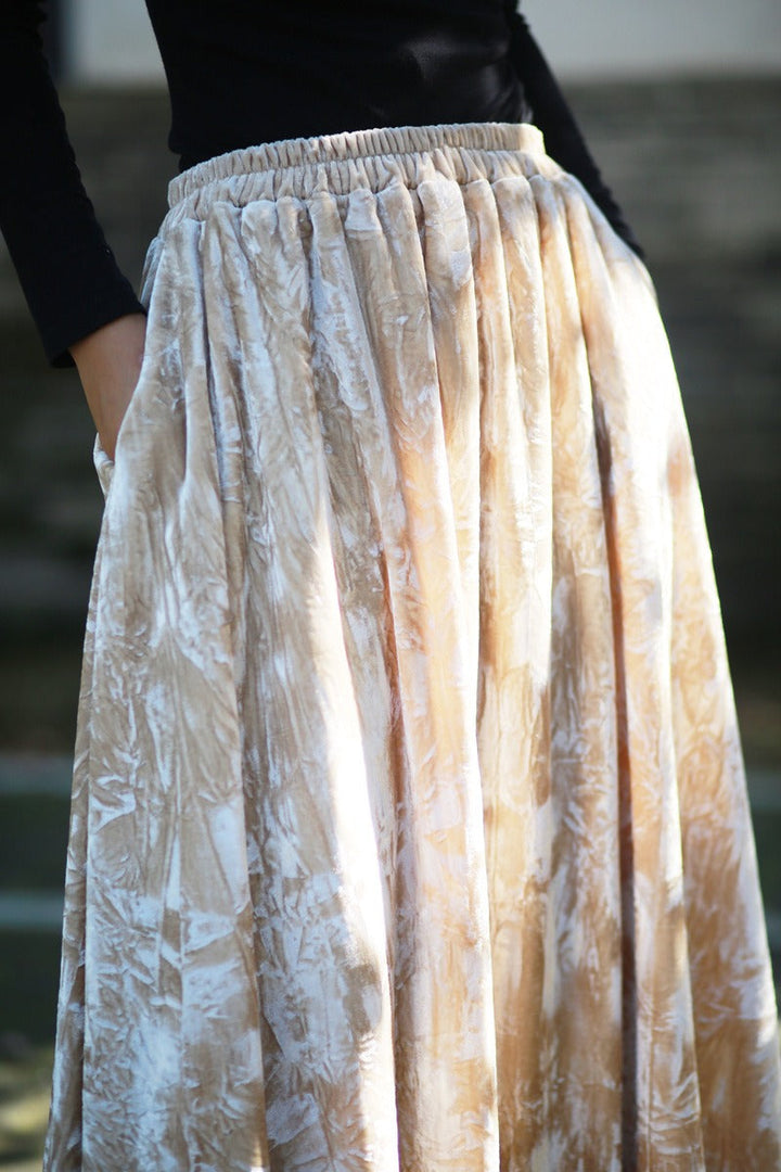 Emily & Isabella Brooks | Velvet Tie Dye Swing Midi Skirt