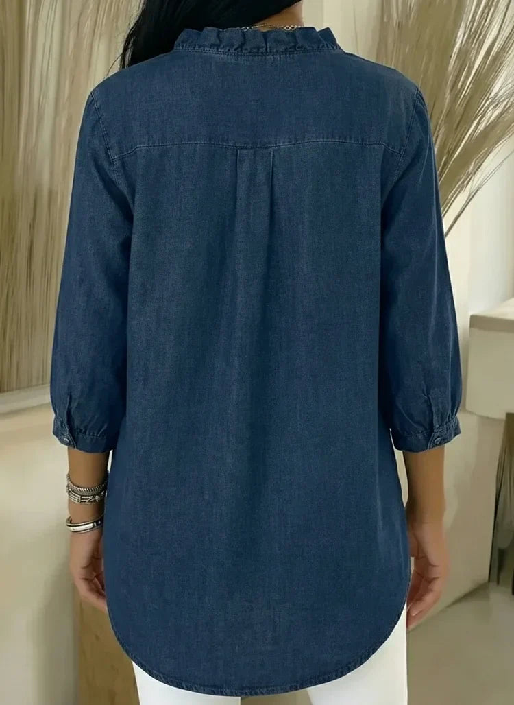 Emily & Isabella Brooks | Casual Denim Shirt, V Neck