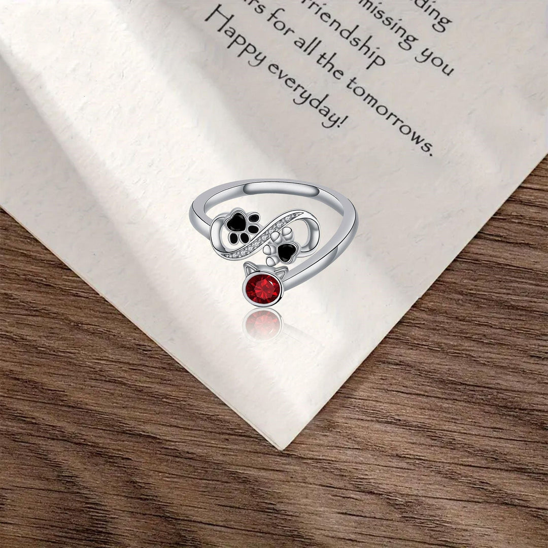 Emily & Isabella Brooks | Adjustable Ring with Red Gemstone