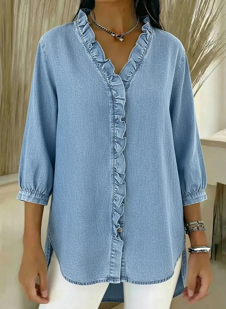 Emily & Isabella Brooks | Casual Denim Shirt, V Neck