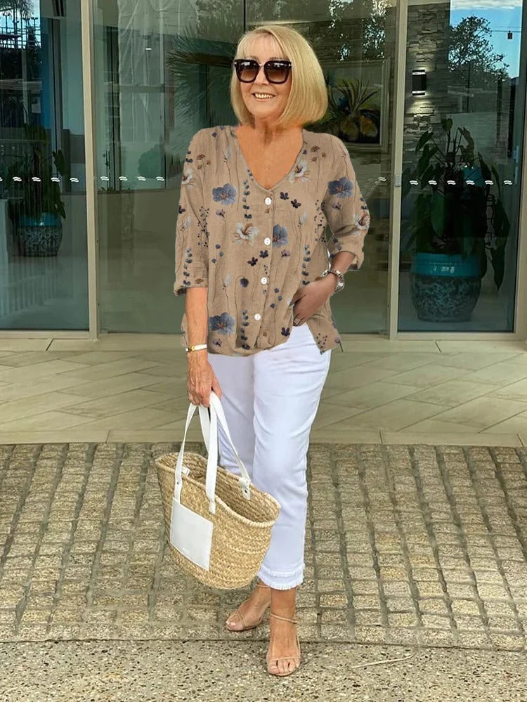Emily & Isabella Brooks | Printed Button Tunic Top