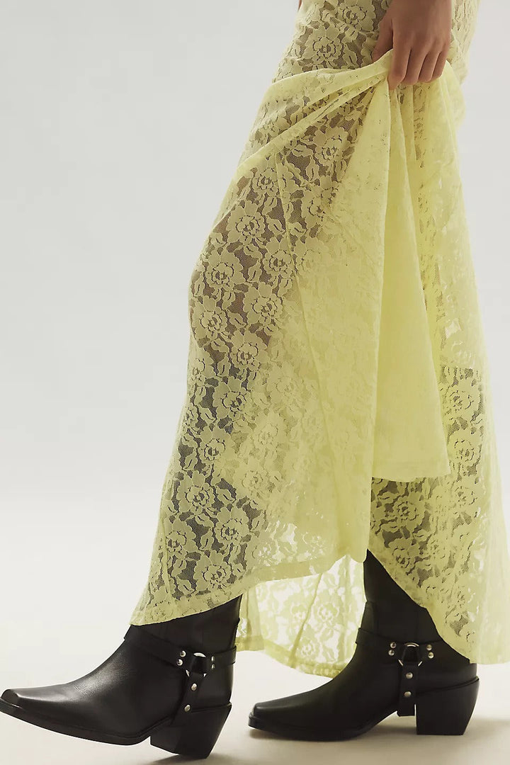 Emily & Isabella Brooks | Sheer Embroidered Lace Maxi Skirt