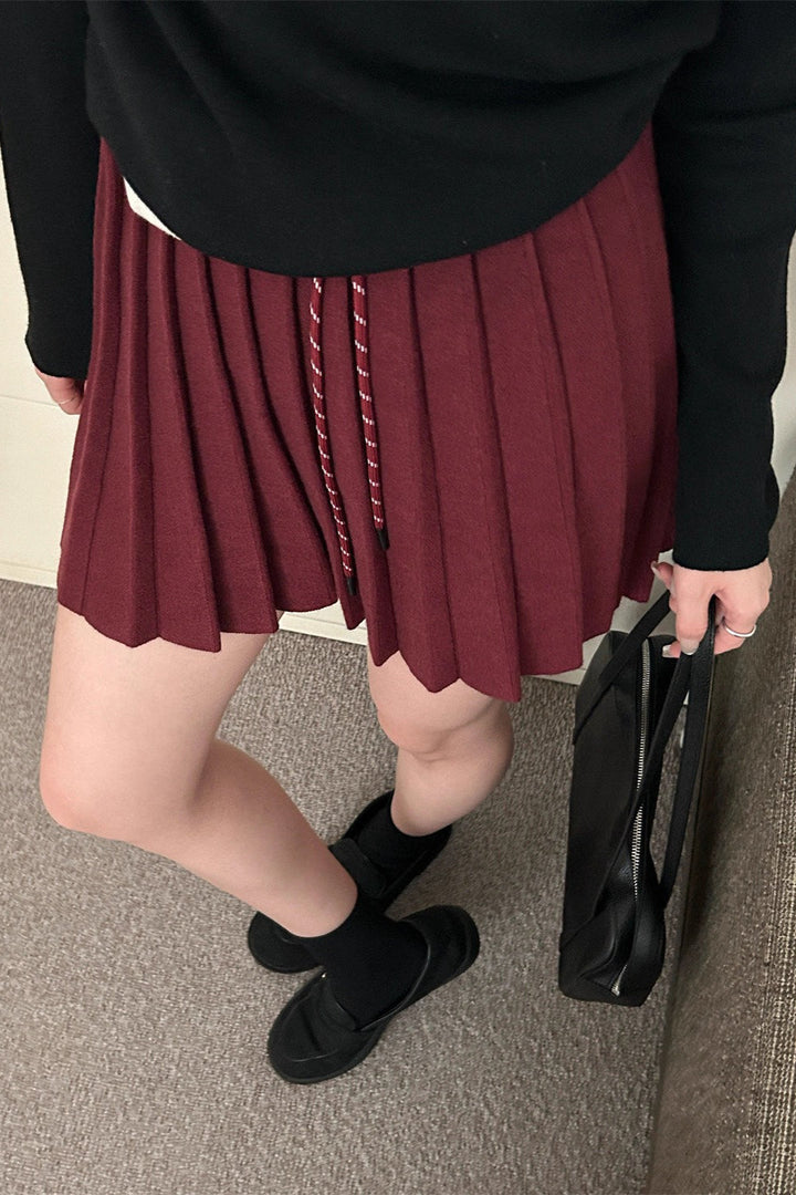 Emily & Isabella Brooks | Pleated Knit Mini Skirt