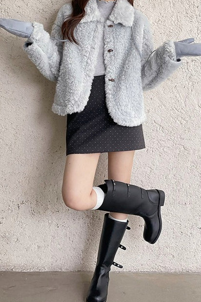 Emily & Isabella Brooks | Polka Dot Wool A-Line Skirt