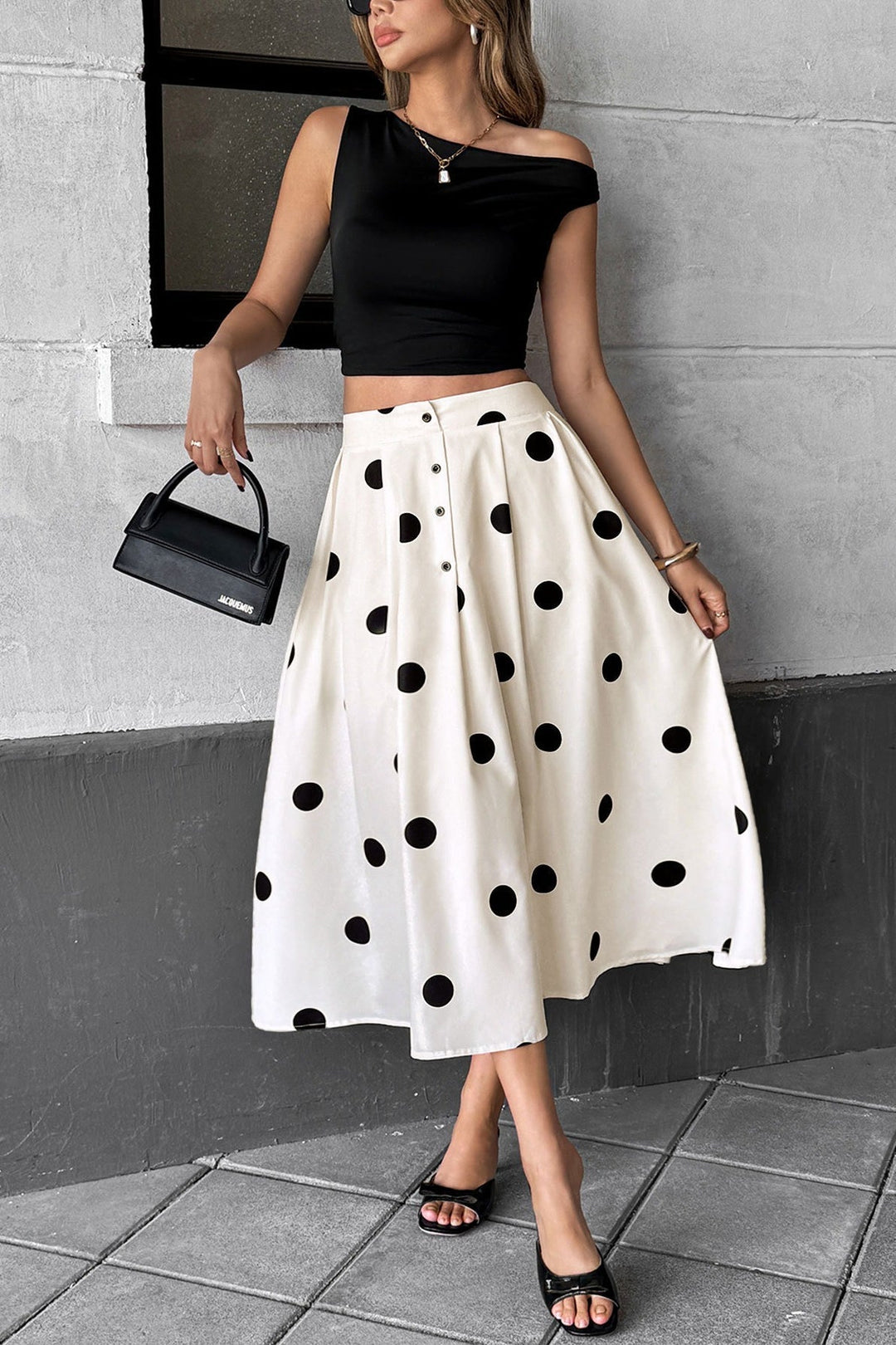 Emily & Isabella Brooks | Polka Dot Elastic Waist Skirt