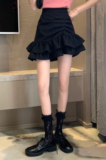 Emily & Isabella Brooks | High Waist Pink Asymmetrical Skirt