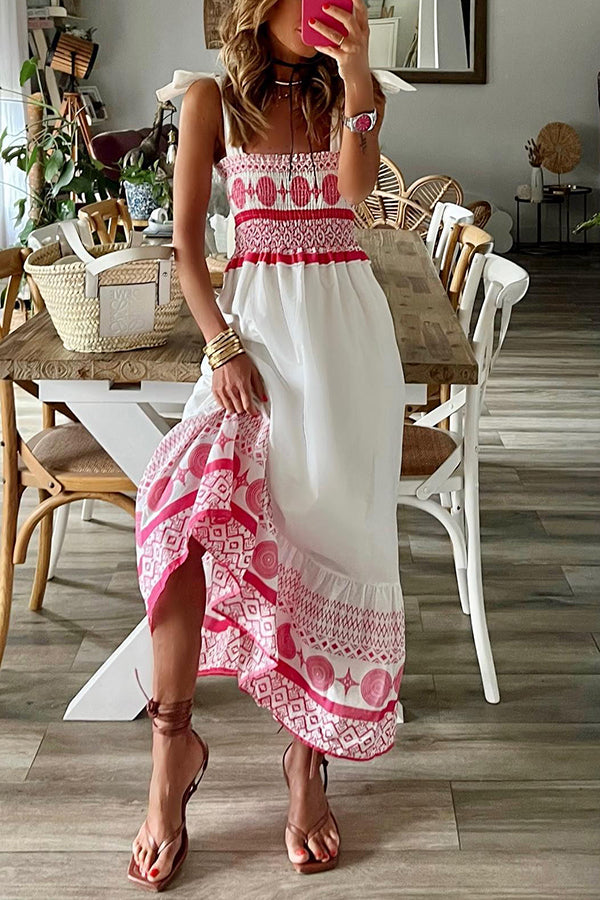 Emily & Isabella Brooks | Lace-Up Square Collar Sling Dress