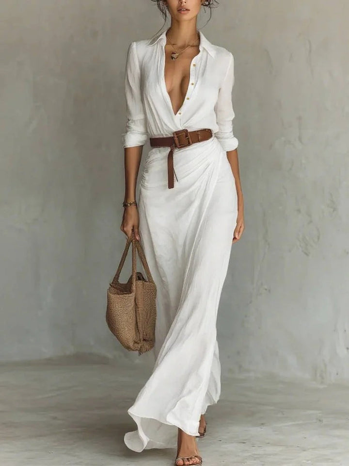 Emily & Isabella Brooks | Lapel-Wrap Maxi Dress