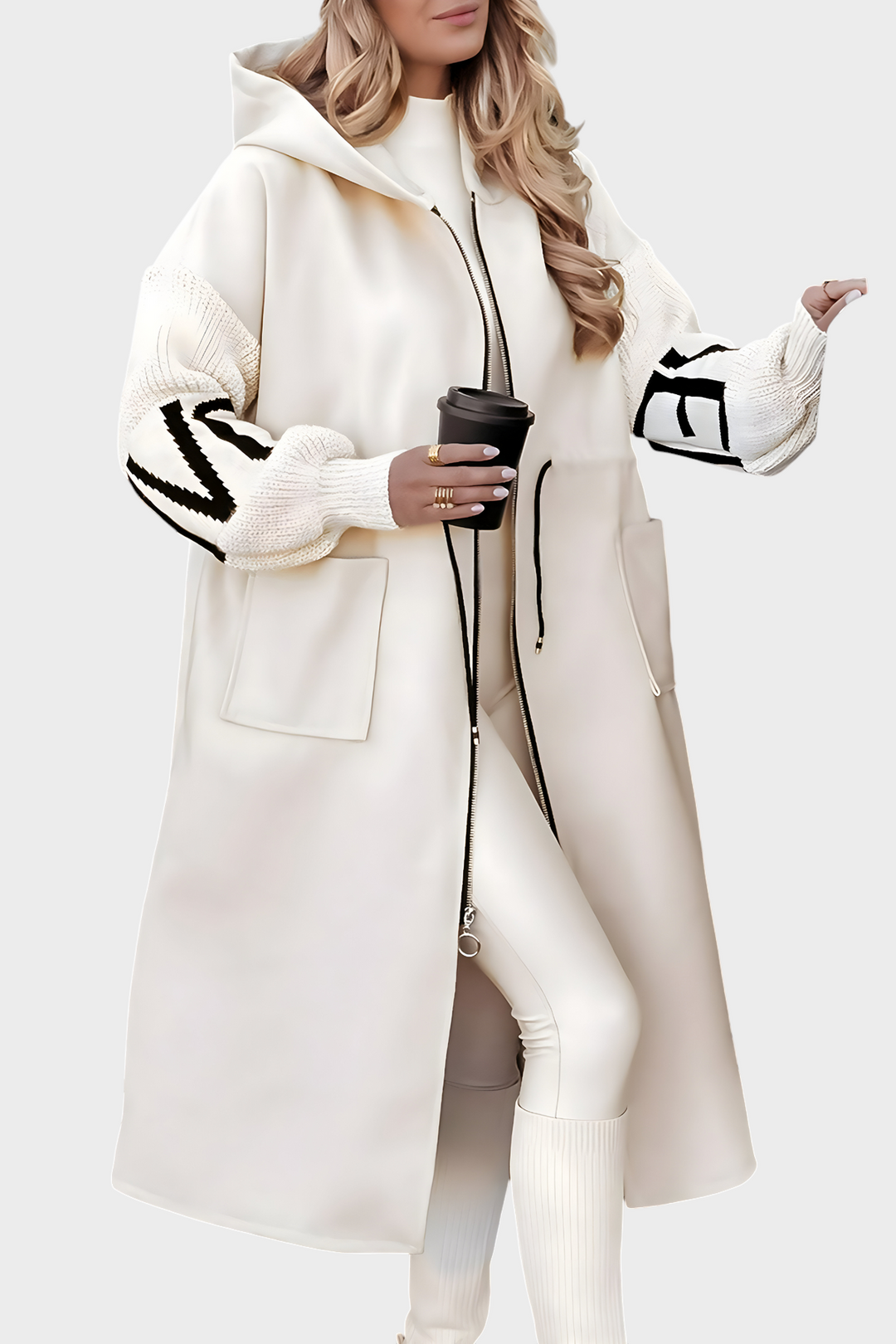 Emily & Isabella Brooks | Women's Jacket with Knitted Sleeves and Hood