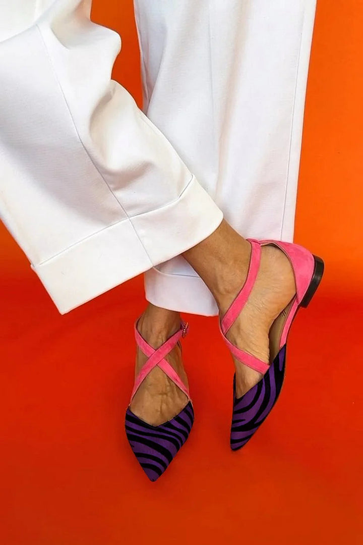 Emily & Isabella Brooks | Zebra Print Cross-Strap Flats