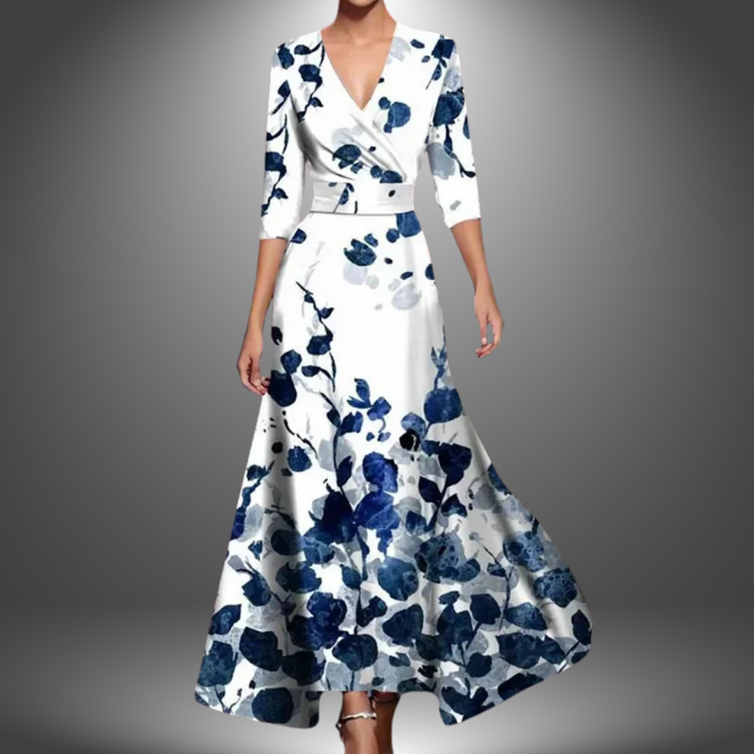 Emily & Isabella Brooks | V-Neck Half Sleeve Maxi Dress