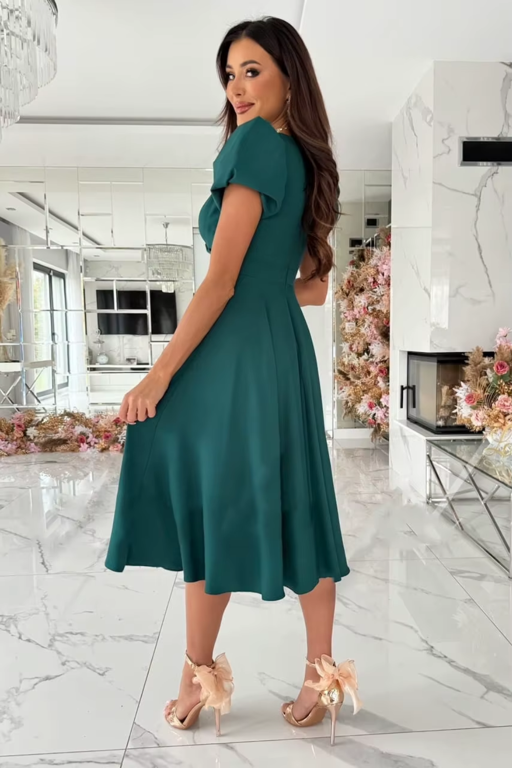 Emily & Isabella Brooks | Elegant V-Neck Midi Dress
