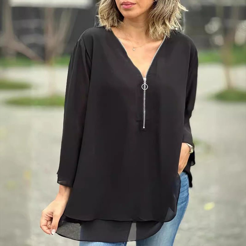 Emily & Isabella Brooks | Chiffon Zipper Blouse