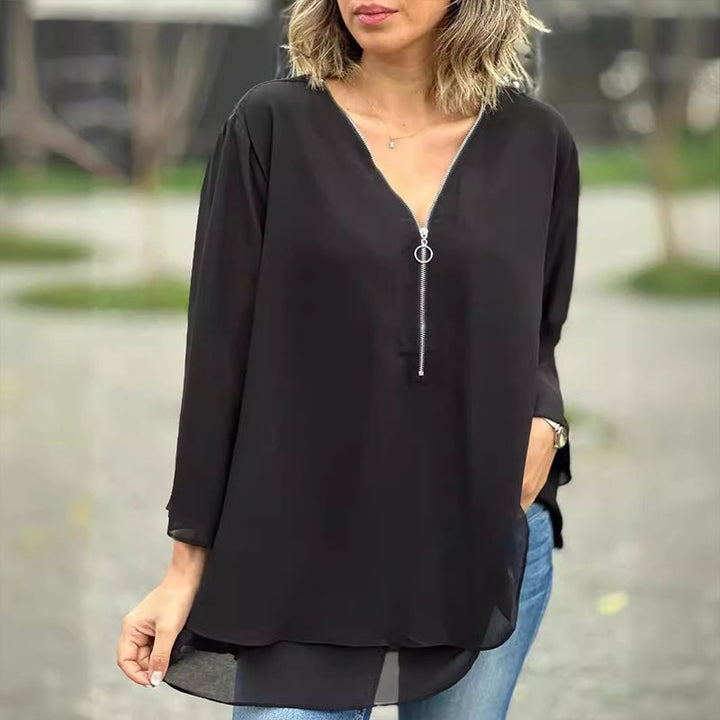 Emily & Isabella Brooks | Chiffon Zipper Blouse