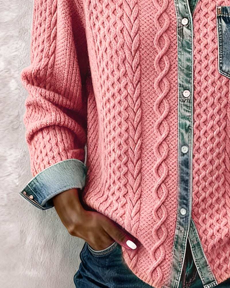 Emily & Isabella Brooks | Long-Sleeve Shirt with Denim Patchwork