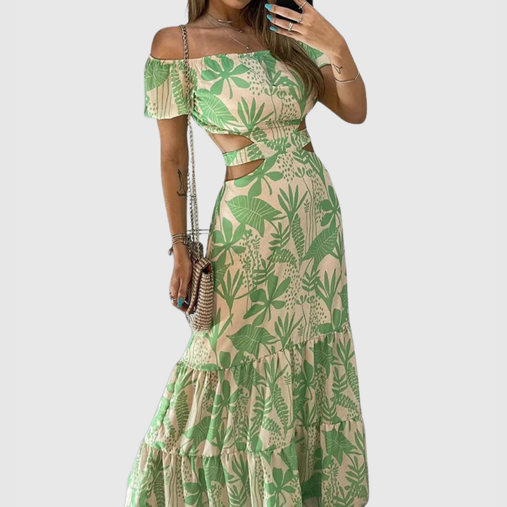 Emily & Isabella Brooks | Irregular Grain Cut-Out Midi Dress