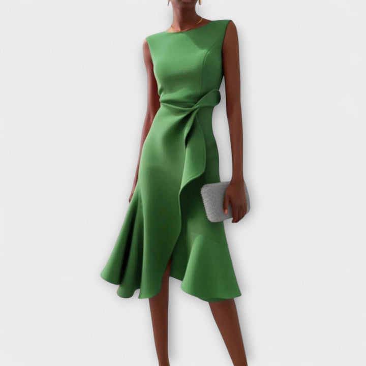 Emily & Isabella Brooks | Draped Asymmetric Midi Dress