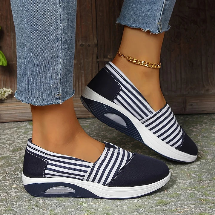 Emily & Isabella Brooks | Comfortable Striped Slip-On Sneakers