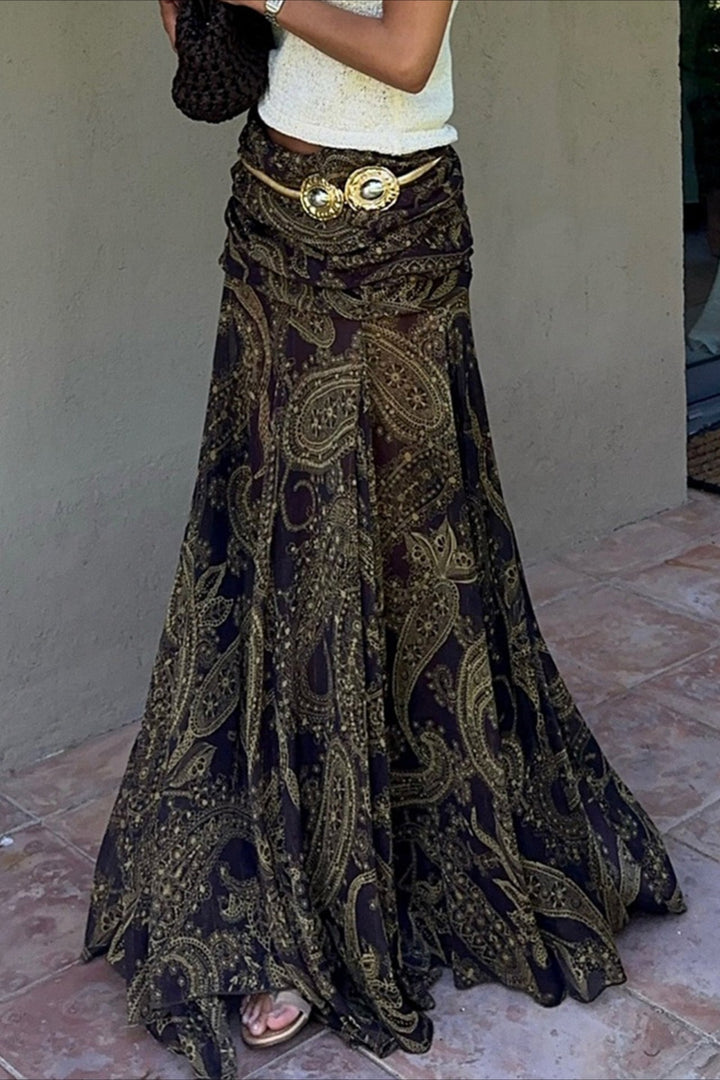 Emily & Isabella Brooks | Paisley Print Slim Fit Maxi Skirt