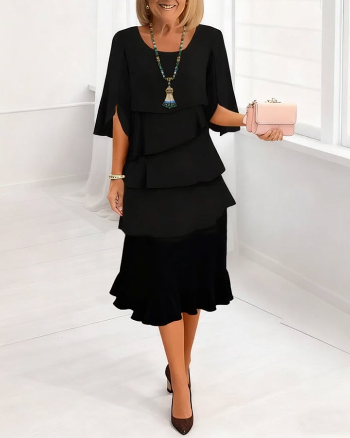 Emily & Isabella Brooks | Elegant Comfort Ruffle Dress