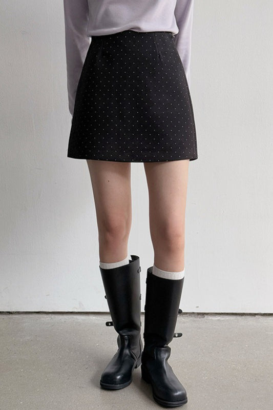 Emily & Isabella Brooks | Polka Dot Wool A-Line Skirt