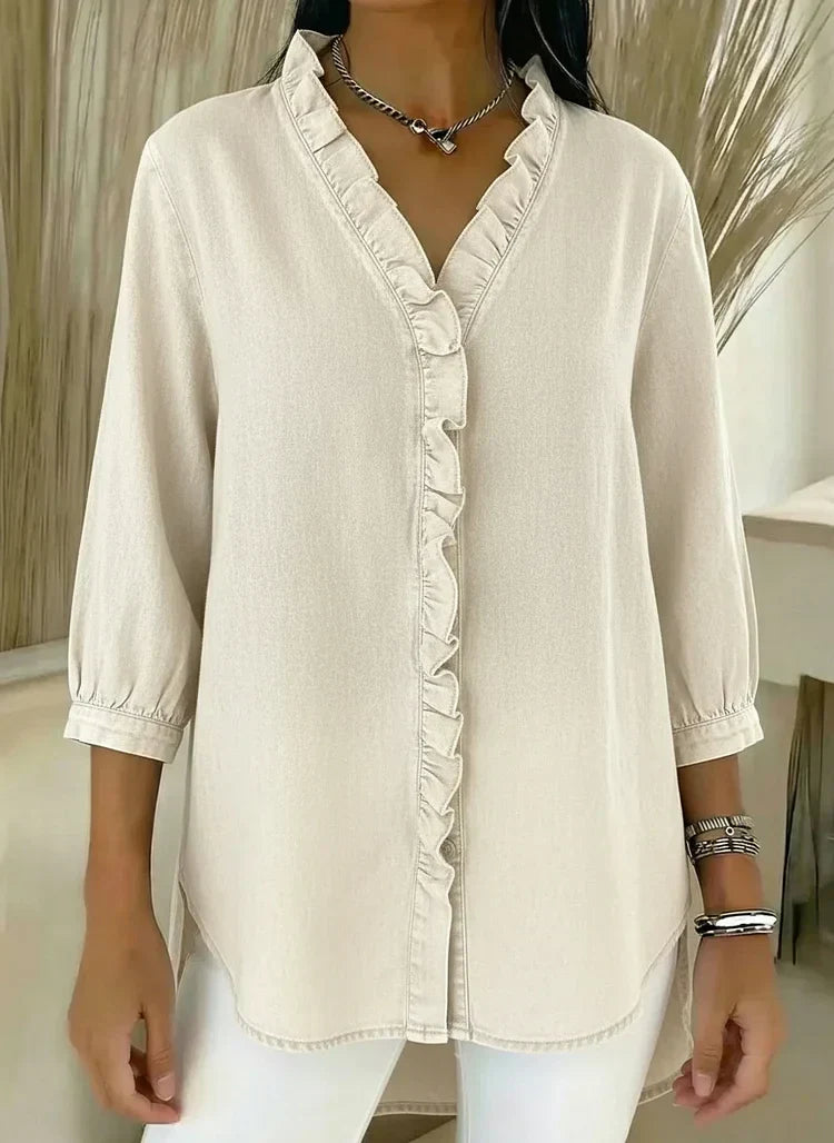 Emily & Isabella Brooks | Casual Denim Shirt, V Neck