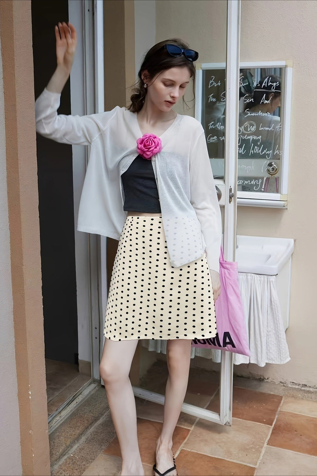 Emily & Isabella Brooks | Polka Dot Slim Fit Skirt