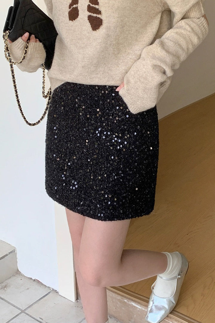 Emily & Isabella Brooks | Sequin High Waist Mini Skirt