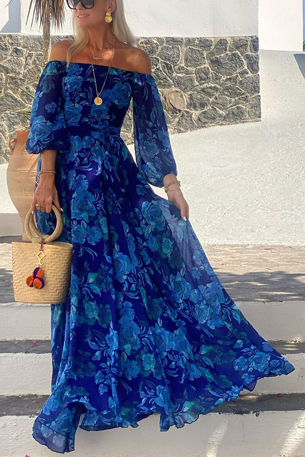 Emily & Isabella Brooks | Floral Off Shoulder Back Smocked Maxi Dress