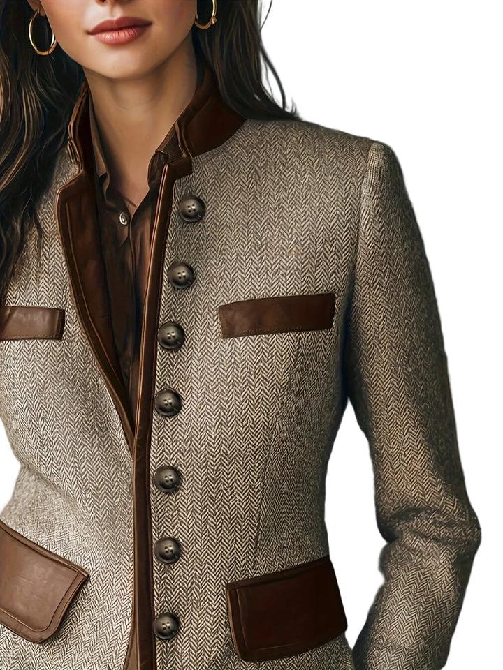 Emily & Isabella Brooks | Classic Stand-Collar Button Blazer Coat
