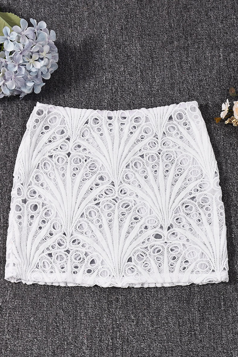 Emily & Isabella Brooks | Elastic Waist Sheer Panel Bodycon Skirt