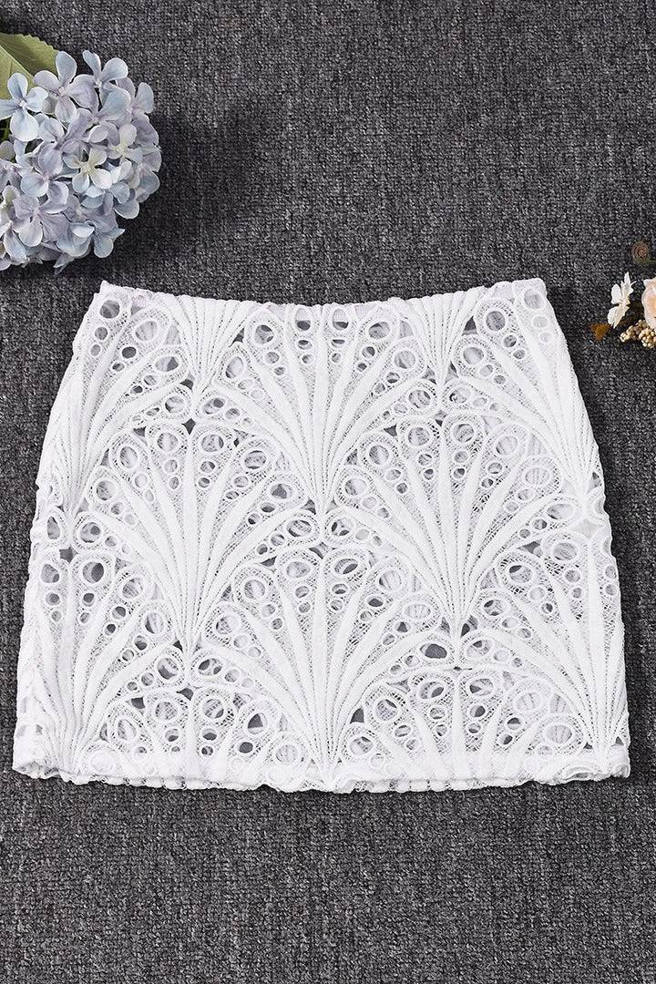 Emily & Isabella Brooks | Elastic Waist Sheer Panel Bodycon Skirt