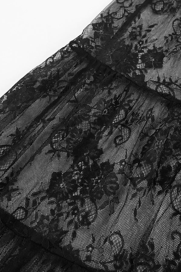 Emily & Isabella Brooks | High Waist Black Lace Sheer Skirt