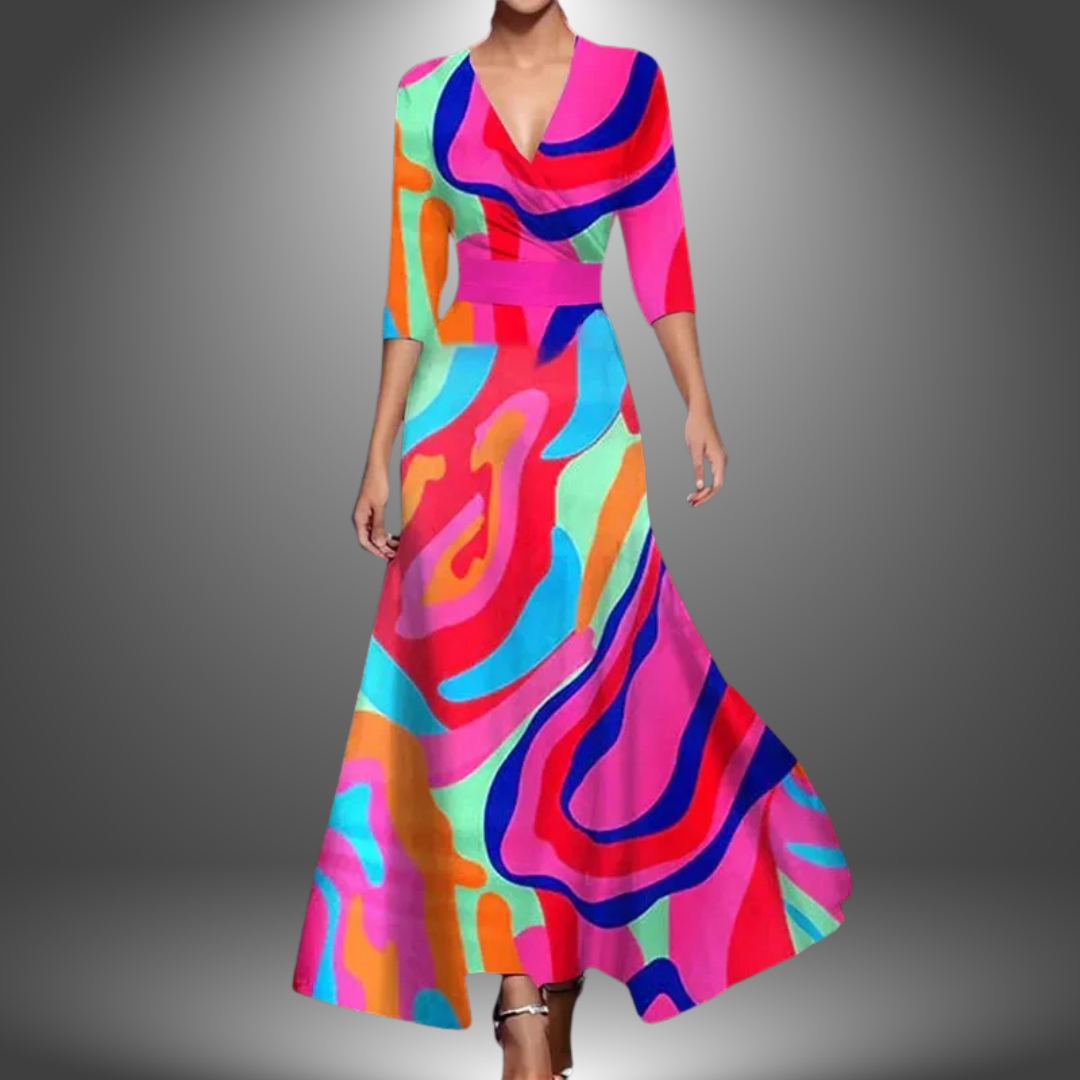 Emily & Isabella Brooks | V-Neck Half Sleeve Maxi Dress