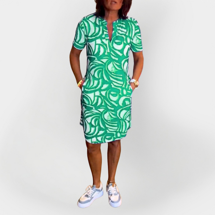 Emily & Isabella Brooks | Midi Dress, Pattern, Short Sleeves