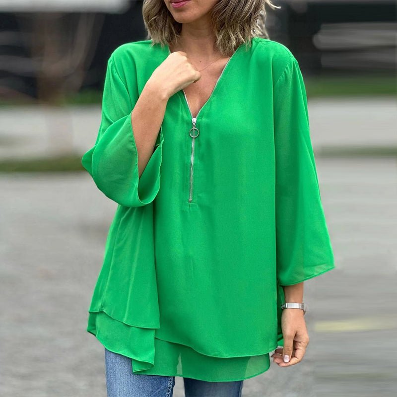 Emily & Isabella Brooks | Chiffon Zipper Blouse