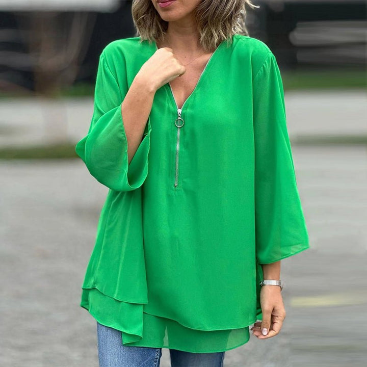 Emily & Isabella Brooks | Chiffon Zipper Blouse