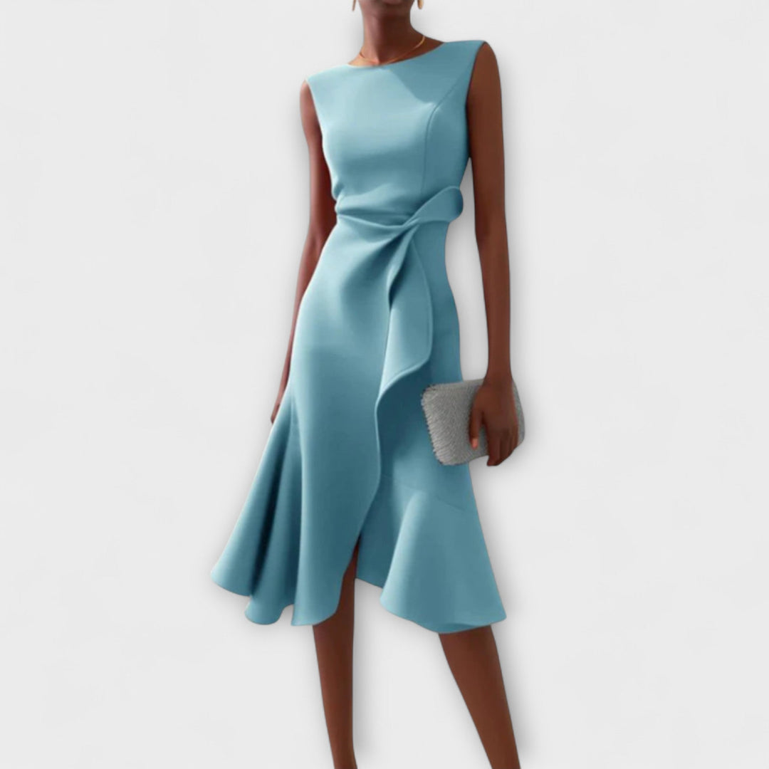 Emily & Isabella Brooks | Draped Asymmetric Midi Dress
